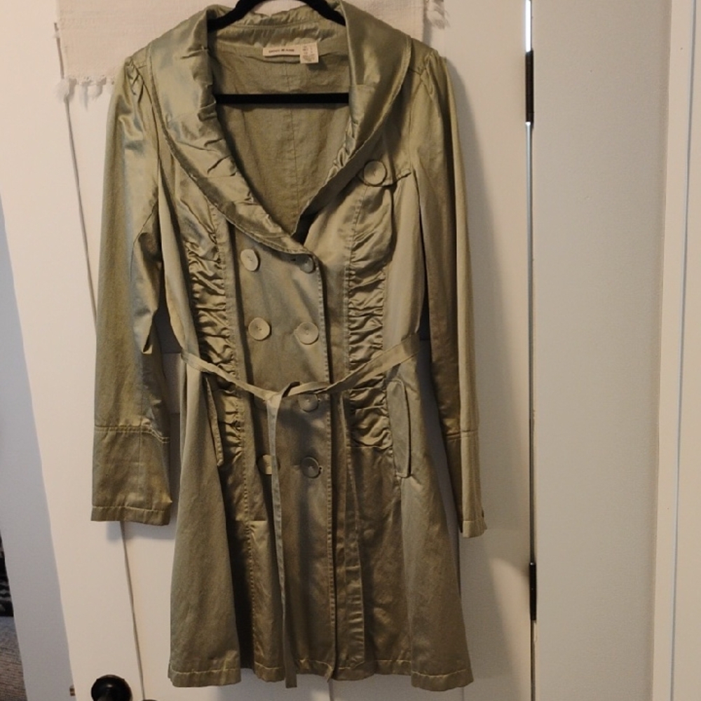 DKNY Jeans Olive Double-Breasted Women's Coat